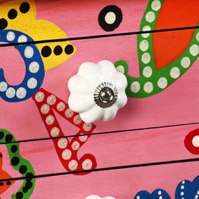 kézzel festett pink, tömör mangófa konzolasztal