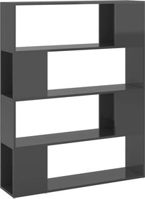 vidaXL magasfényű szürke térelválasztó könyvszekrény 100 x 24 x 124 cm
