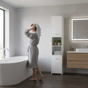 SILKE magas fürdőszobai szekrény, 180×30×30cm, fehér Casaria