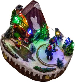 Mozgó Karácsonyi Jelenet Led Dekoráció Világító Játék Usb Akkumulátor Dekoráció