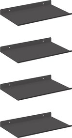vidaXL Lebegő polc Falra szerelhető 4 pcs Fekete 30 x 18 x 2,5 cm Acél