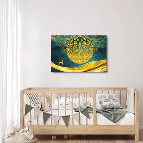 Kép - absztrakció, arany táj (90x60 cm)
