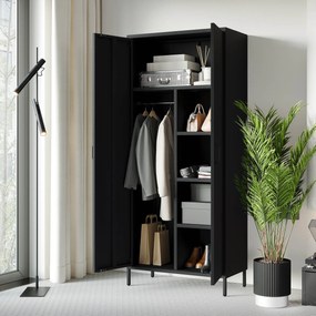 Fekete ruhásszekrény – FLAVIO Modern 800 x 1850 x 450 mm