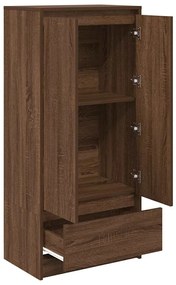 Barna tölgy szerelt fa szekrény fiókkal 55,5x34x119,5 cm
