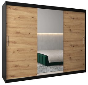 Ruhásszekrény 250 cm Toki 1 (matt fekete + artisan tölgy). 1064949