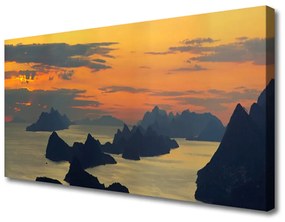 Vászonfotó Sea Rock Mountain Landscape 100x50 cm