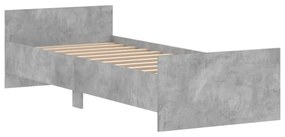 betonszürke egyszemélyes fa ágykeret 75 x 190 cm