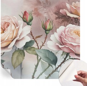 Mosható öntapadós fotótapéta étkezőbe Pasztell rózsák 250x250 cm