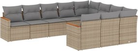 vidaXL 10 részes bézs polyrattan kerti ülőgarnitúra párnával