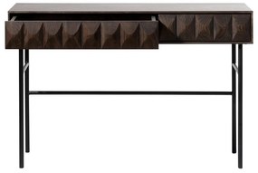 Sötétbarna konzolasztal tölgyfa dekoros asztallappal 39x117 cm Latina – Unique Furniture