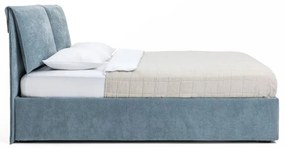 Kék kárpitozott franciaágy tárolóhelyiséggel, matraccal/ráccsal 160x200 cm Thessa Pillow - Bonami Selection