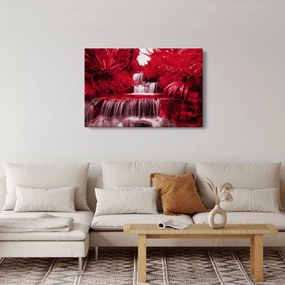 Kép - Indonéziai vízesések piros színben (90x60 cm)