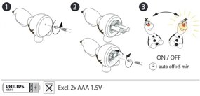 Philips 71768/08/16 -LED gyereklámpa DISNEY JÉGVARÁZS OLAF LED/0,3W/2xAAA hóember