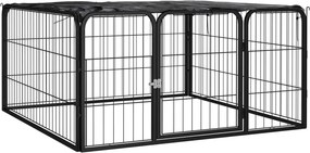 vidaXL 4 paneles fekete porszórt acél kutya járóka 100 x 50 cm