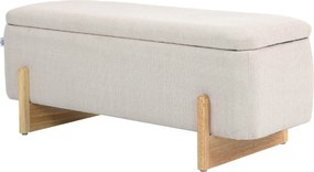 HOMCOM Tároló Pad, Kárpitozott Pad Vászon Hatással, Fából Készült Lábakkal, 111 x 44 x 44.5 cm, Krém | Aosom