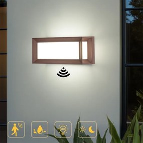 Brilagi - PARKER LED/12W/230V kültéri fali lámpa érzékelővel, barna, IP44