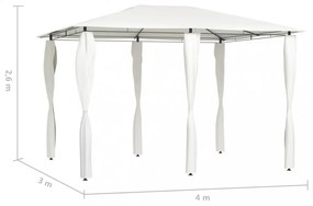 krémszínű pavilon oszlop takarókkal 3 x 4 x 2,6 m 160 g/m²
