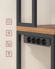 Konyhai polc beépített elosztóval, 40 x 60 x 170 cm, rusztikus barna és fekete