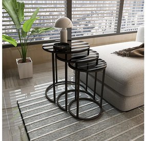 KÉSZLET 3x Kisasztal ALYA átm. 34/42/50 cm fekete