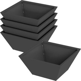 vidaXL Kerti cserép 5 pcs Fekete 35 x 35 x 15 cm