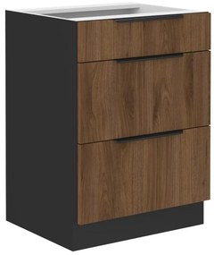 Alsó konyhaszekrény Monzesa 60 D 3S BB (okapi dió + fekete) . 1096937