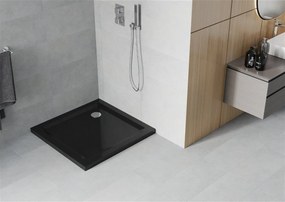 Mexen  Slim Akril masszív zuhanytálca    100 x 100 cm, fekete+szifon króm - 40701010 Akril zuhanytálca
