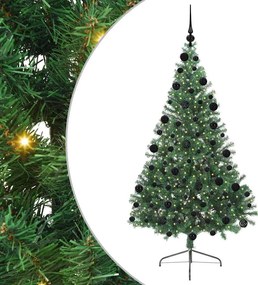 vidaXL Mesterséges, előre világított karácsonyi fa Zöld 210 cm PVC