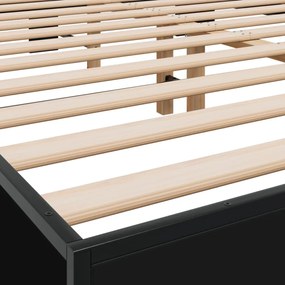fekete szerelt fa és fém ágykeret 150 x 200 cm