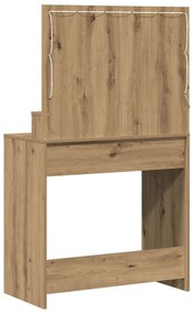 Sminktükör LED Fényekkel, Kézműves Tölgy, 79x41x135 cm