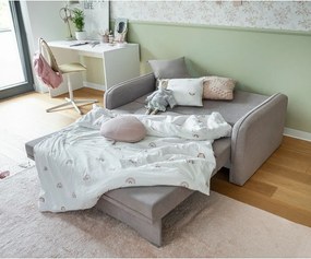 Világosszürke zsenília kinyitható-tárolóhelyes kanapé 155 cm Laine – ELTAP