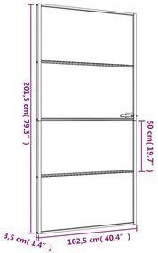 fekete edzett üveg és alumínium beltéri ajtó 102,5x201,5 cm