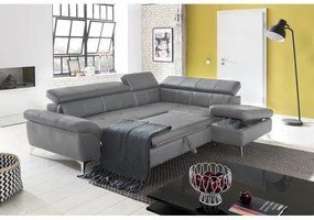 Bőrkárpitos, jobbos, L-alakú SALERNO II sarokkanapé, szürke