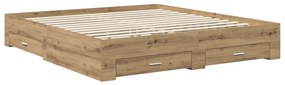 vidaXL Ágykeret fiókkal fejtámlával Artisan tölgy 180 x 200 cm Faanyag