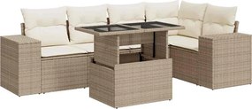 vidaXL 6 részes bézs polyrattan kerti ülőgarnitúra párnával