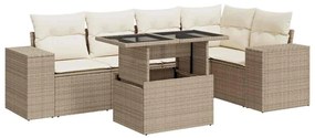 vidaXL 6 részes bézs polyrattan kerti ülőgarnitúra párnával