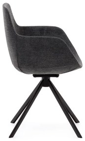 Sötétszürke kárpitozott karfás étkezőfotel szett 2 db-os Tissiana – Kave Home