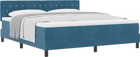 vidaXL Boxrugós ágy matracmal Sötét kék 180 x 200 cm Bársony