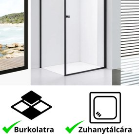 Stuxi Bari Black 100x80 aszimmetrikus nyílóajtós zuhanykabin 6 mm vízlepergető biztonsági üveggel, matt fekete