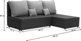 BODZO Kinyitható sarokkanapé Sötétszürke/világosszürke