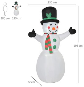 Hóember karácsonyi dekoráció, felfújó ventillátorral, színes LED-ekkel, önfelfújó 1 m