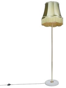 Retro állólámpa sárgarézzel és zöld Granny búrával 45 cm - Kaso