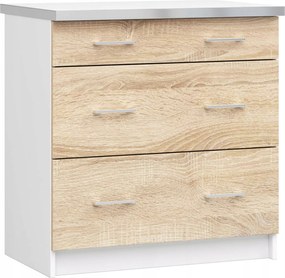 Konyhaszekrény Lima S 80cm fehér-sonoma 3fiókos Akd