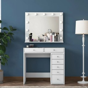 Verona White üveglapos kozmetikai asztal