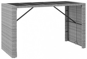 9 részes szürke polyrattan kerti bárszett párnával