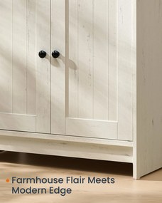 Rusztikus fehér mosdó alatti szekrény állítható polccal, szerszám nélkül