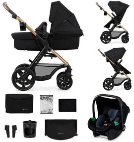KINDERKRAFT - Kombinált babakocsi 3in1 MOOV 2 Pure fekete + autósülés MINK PRO