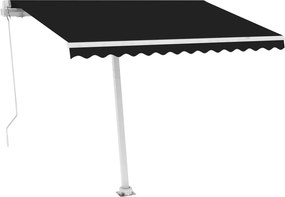 vidaXL antracitszürke kézzel kihúzható LED-es napellenző 300 x 250 cm