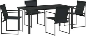 vidaXL Kert étkező szett 5 pcs Fekete Porszórt acél