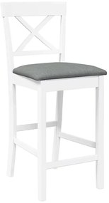 2 db fehér tömörfa gumiból bárszékek párnákkal