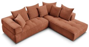 Terrakotta színű zsenília sarokkanapé (jobb oldali-L alakú) Whesley – Bobochic Paris